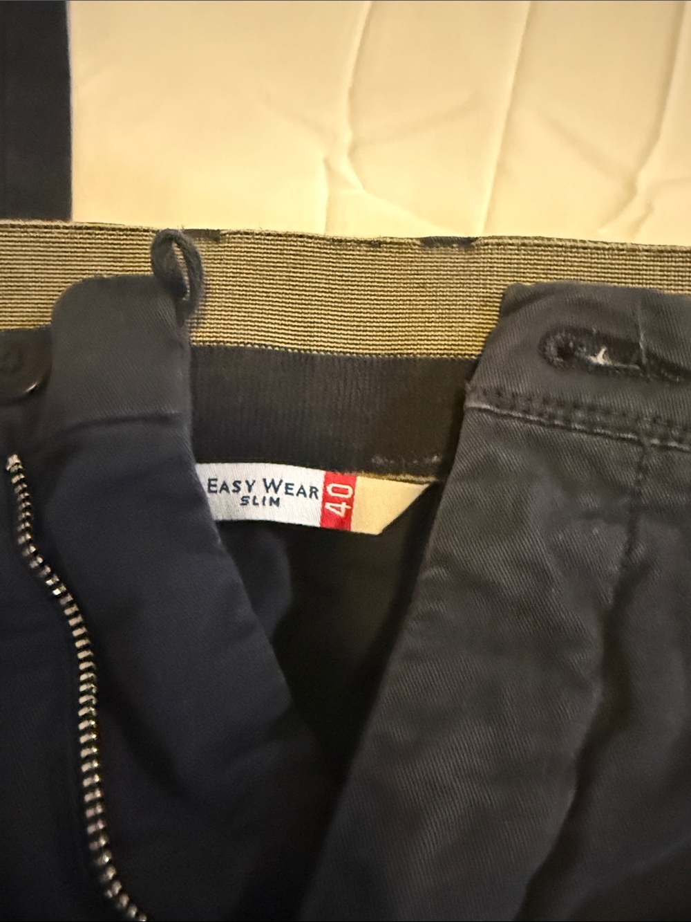 Men's Dark Navy Chino Pants - Classic Straight Fit - Picture 2 of 2